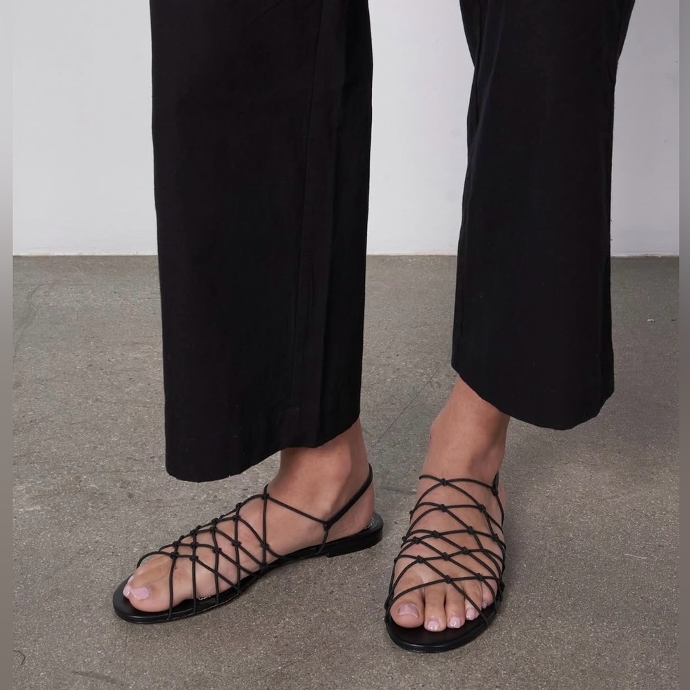 STAUD knotted elastic and leather sandals